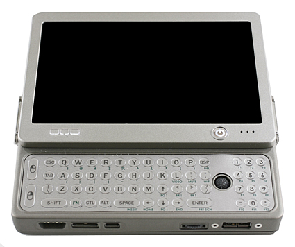 OQO Model 01+ with its keyboard and mouse exposed
